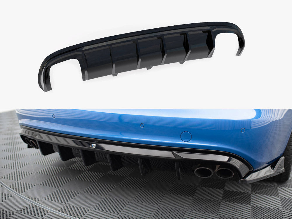 Maxton Design full body kit for Audi S4 Sedan B8, featuring front bumper, side skirts, and rear diffuser in a sleek black finish.