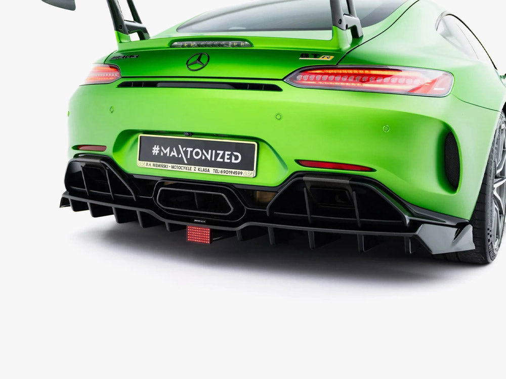 Maxton Design rear splitter with vertical bars and LED lights for Mercedes-AMG GT R C190 facelift, body and styling car accessory