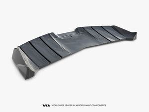 Maxton Design rear splitter with vertical bars and LED lights for Mercedes-AMG GT R C190 facelift, body and styling accessory.