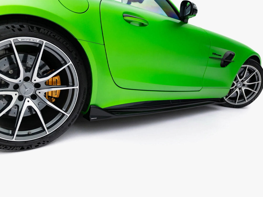 Maxton Design Mercedes-AMG GT R C190 facelift side skirt diffusers in body and styling kit, black aerodynamic car body parts
