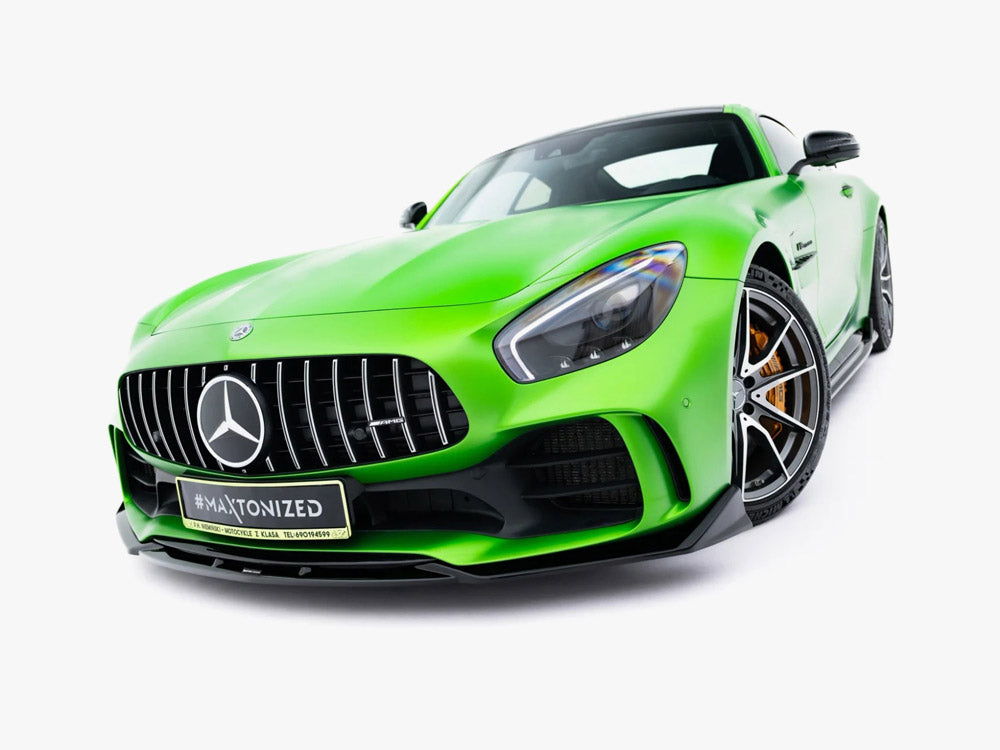 Maxton Design front splitter for Mercedes-AMG GT R C190 facelift, body styling accessory with aerodynamic design.