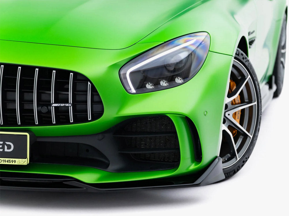 Maxton Design front splitter for Mercedes-AMG GT R C190 facelift, made of durable body and styling material for enhanced aerodynamics.