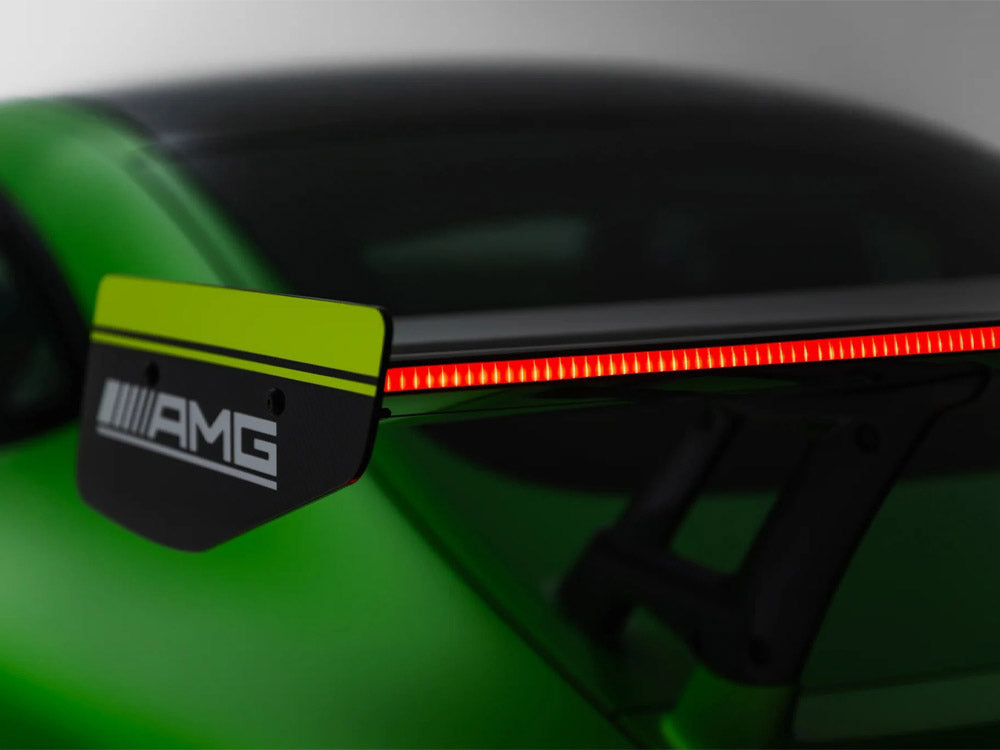Carbon spoiler with LED light for Mercedes-AMG GTR C190 facelift, MAXTON® DESIGN body and styling enhancement.
