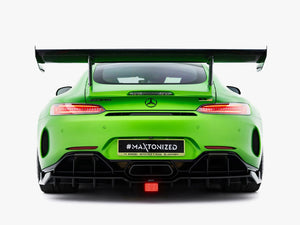 Carbon spoiler for Mercedes-AMG GTR C190 facelift, MAXTON® DESIGN body styling accessory with sleek aerodynamic design.