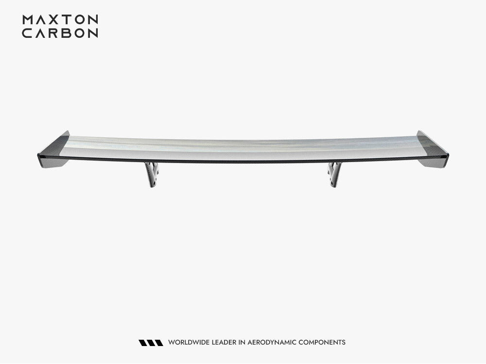 Carbon spoiler for Mercedes-AMG GTR C190 facelift, MAXTON® DESIGN body and styling accessory, shown on car with sleek finish.