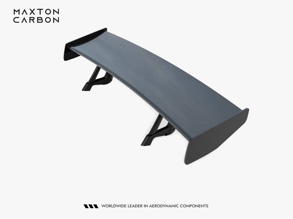Carbon spoiler for Mercedes-AMG GTR C190 Facelift, made by MAXTON® DESIGN, shown on a sleek body styling car in a detailed close-up.