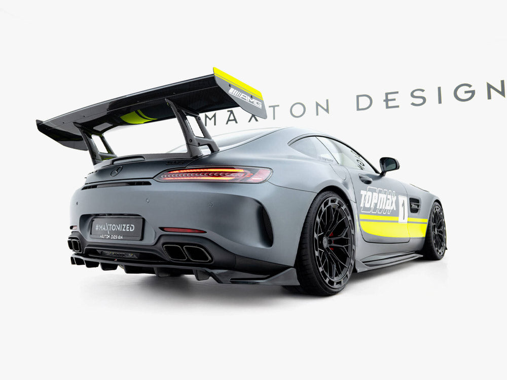 Maxton Design full body kit for Mercedes-AMG GT C C190 Facelift, including front bumper, side skirts, and rear diffuser.