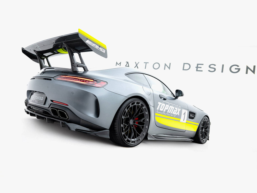 Maxton Design Mercedes-AMG GT C C190 facelift full body kit, including front and rear bumper components and side skirts, for styling.