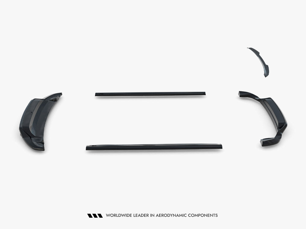 Maxton Design Volkswagen Touareg Mk2 full body kit with front bumper, side skirts, and rear diffuser, in black for enhanced styling.