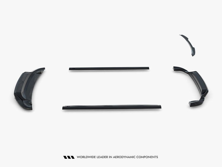 Maxton Design Volkswagen Touareg Mk2 full body kit with front bumper, side skirts, and rear diffuser, in black for enhanced styling.