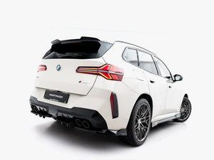 Maxton Design rear splitter with vertical bars for BMW X3 M50 G45, body and styling accessory, black aerodynamic design