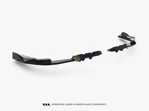 Maxton Design BMW X3 M50 G45 rear splitter with vertical bars for body styling, featuring sleek black finish and aerodynamic design.