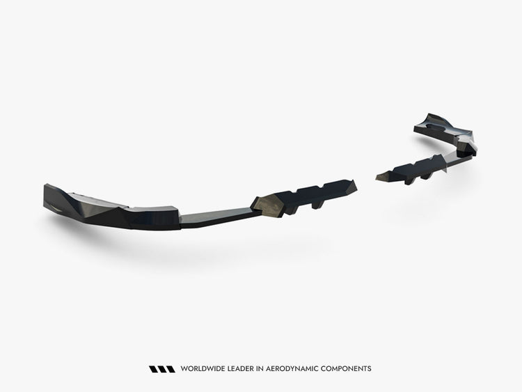 Maxton Design BMW X3 M50 G45 rear splitter with vertical bars for body styling, featuring sleek black finish and aerodynamic design.