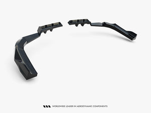 Maxton Design rear splitter with vertical bars installed on a BMW X3 M50 G45, enhancing vehicle body styling and aerodynamics.