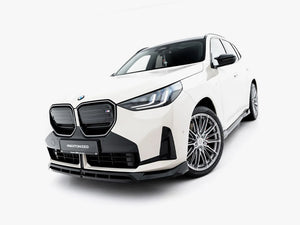 Maxton Design BMW X3 M50 G45 front splitter in black, mounted on the vehicle's lower front bumper for enhanced sporty styling.