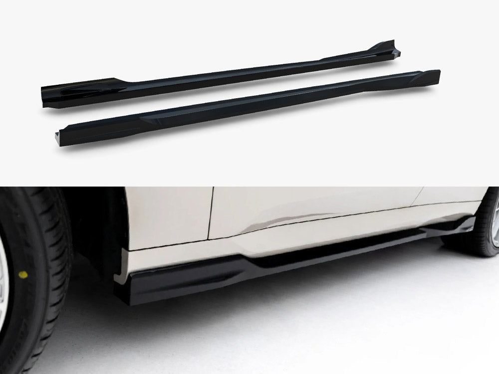 Maxton Design BMW X3 M50 G45 side skirt diffusers in black, showcasing sleek body styling for enhanced aerodynamics and sporty look.