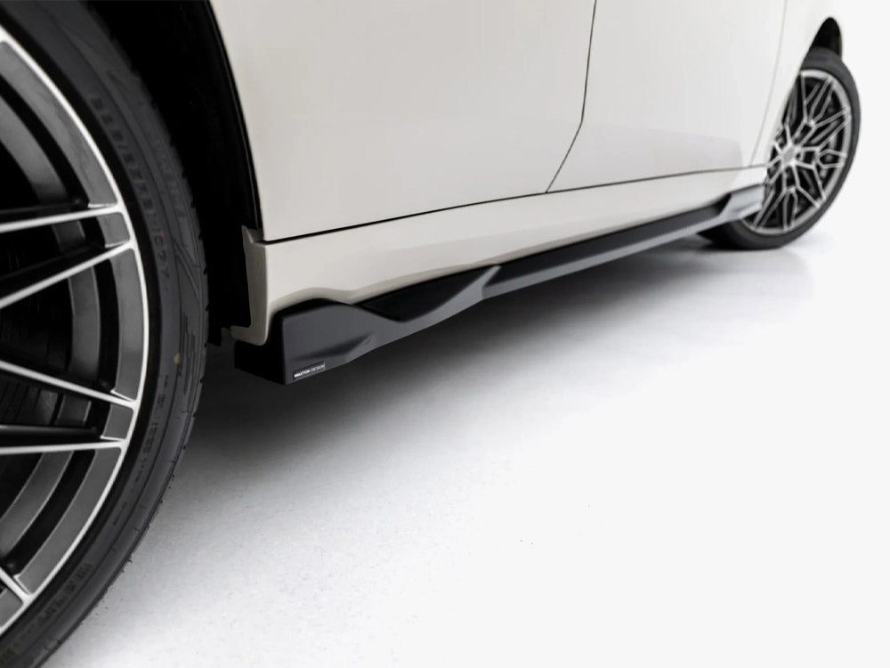 Maxton Design BMW X3 M50 G45 side skirt diffusers in black, showing sleek aerodynamic body styling for the X3 M50 G45 model.