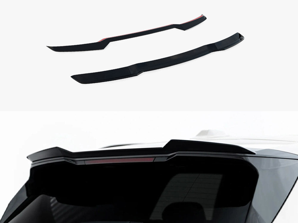 Maxton Design BMW X3 M50 G45 spoiler in body and styling, black matte finish, installed on the vehicle's rear.
