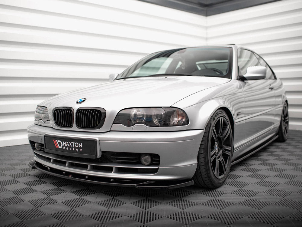 Maxton Design BMW 3 Series E46 coupe full body kit, including front bumper, side skirts, and rear diffuser, installed on vehicle.