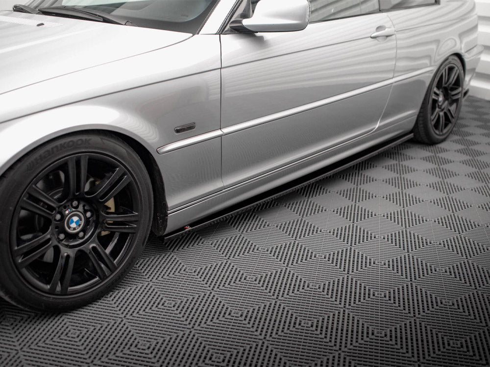 Maxton Design full body kit for BMW 3 Coupe E46, including front bumper, side skirts, and rear diffuser in a sleek black finish.