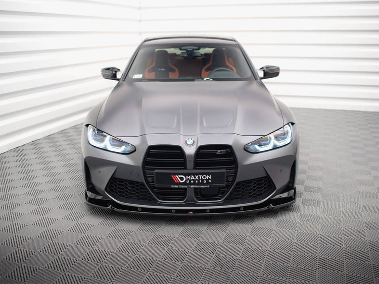 Maxton Design BMW M3 G80 full body kit with front bumper, side skirts, and rear diffuser on a sedan in black and carbon fiber.