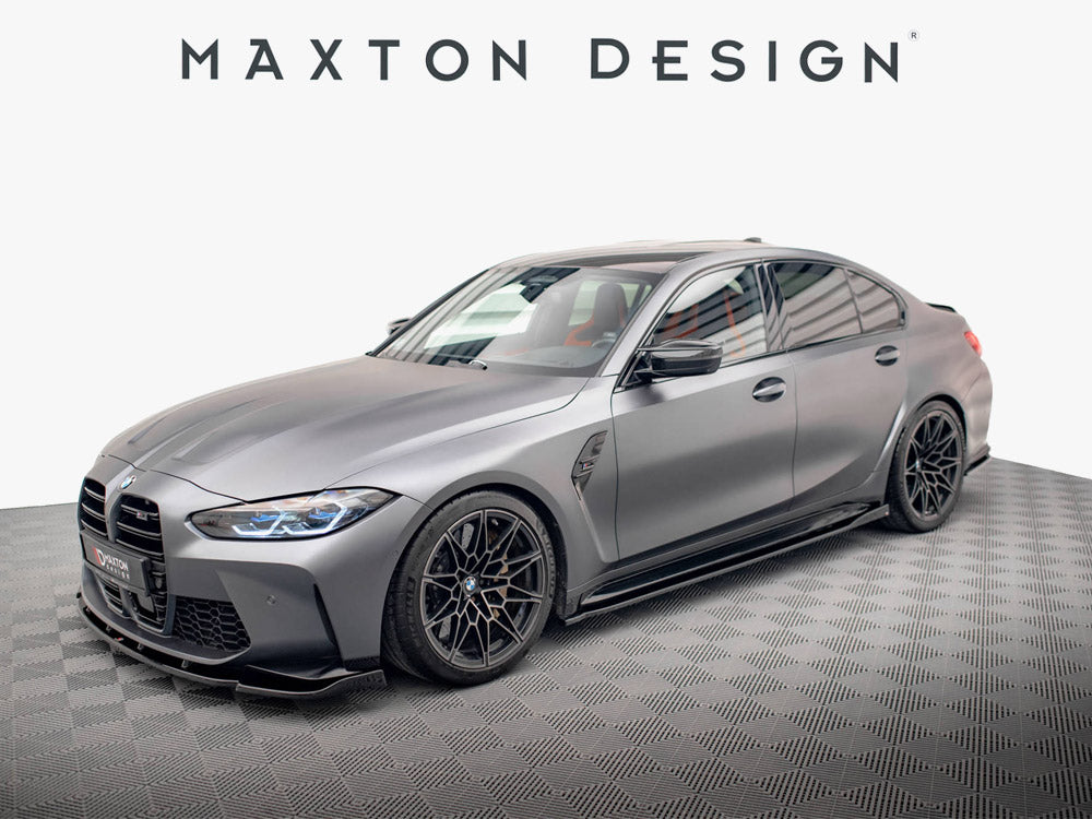 Full body kit for BMW M3 G80 sedan by MAXTON® DESIGN, including front and rear bumper, side skirts, and styling components.