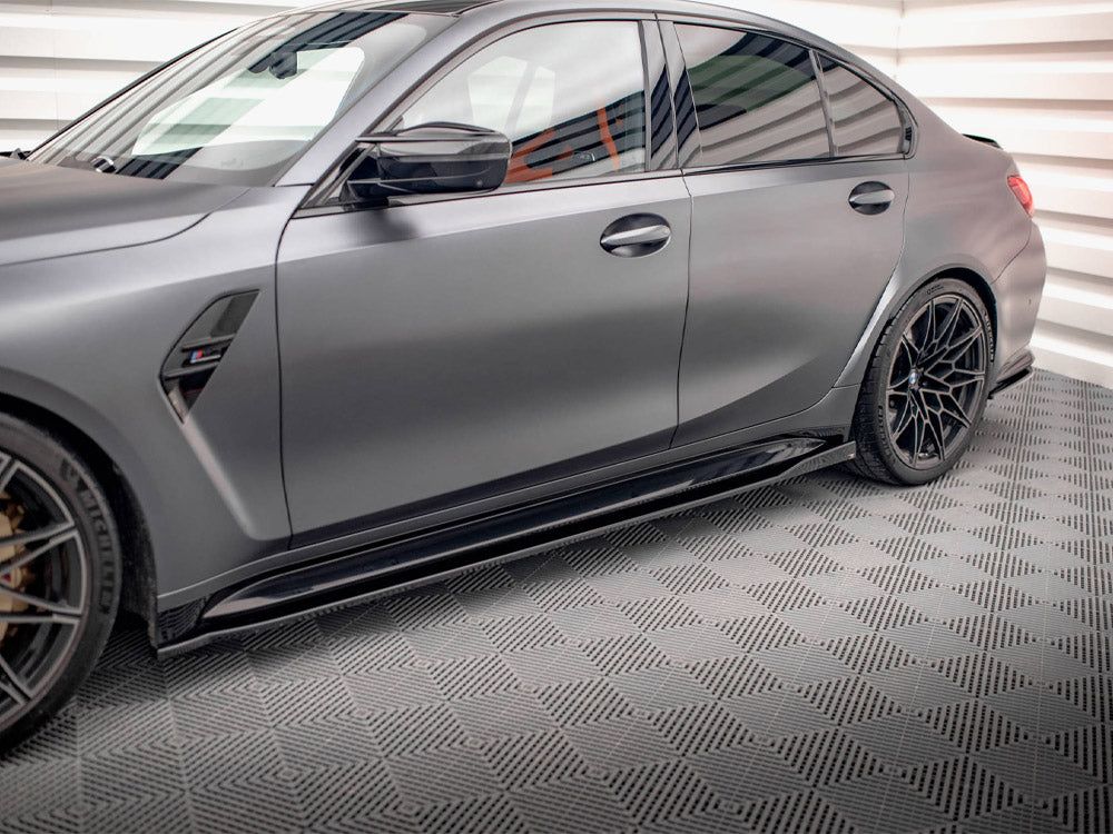 Maxton Design BMW M3 G80 full body kit, including front splitter, side skirts, and rear diffuser for enhanced sporty styling.