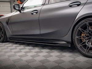 Maxton Design BMW M3 G80 full body kit with front splitter, side skirts, and rear diffuser on a sedan.