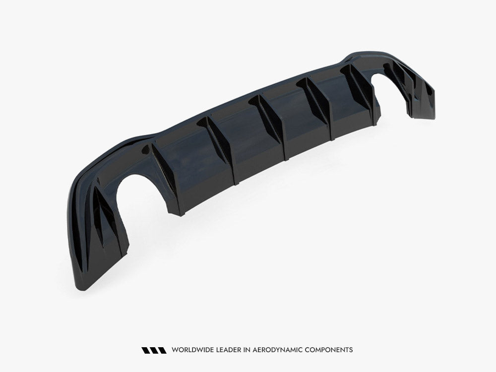 MAXTON® DESIGN VW Golf Mk8 rear valance with GTI look, body styling part for 2020 and newer models, black finish.