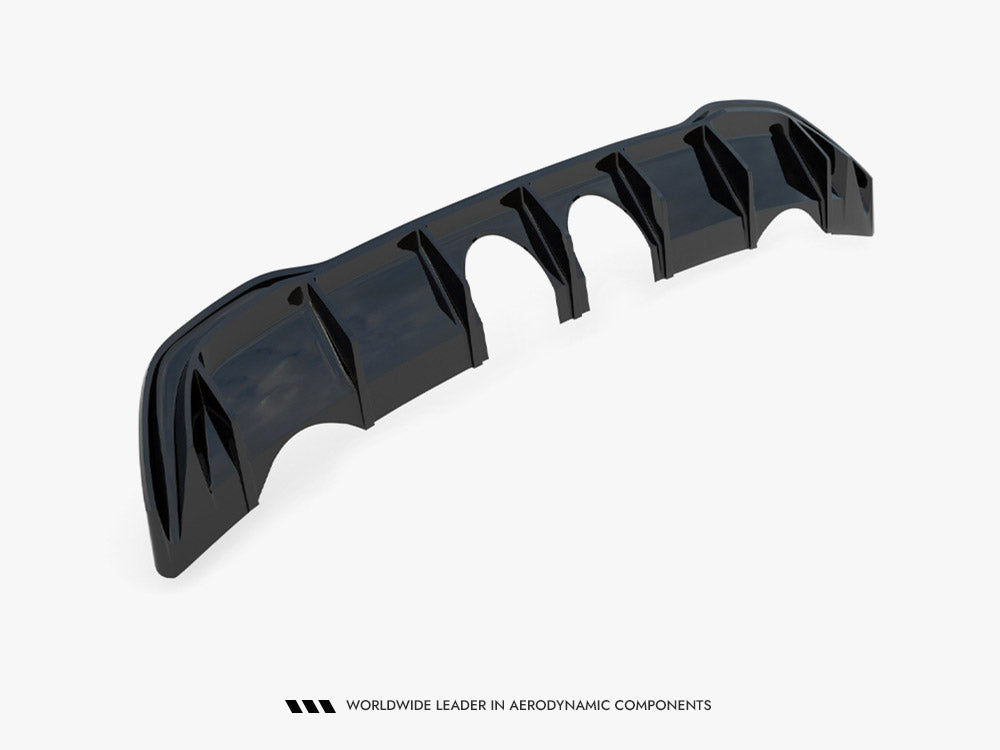 Maxton Design VW Golf Mk8 rear valance with R32 look, black body styling part for 2020 and newer models.