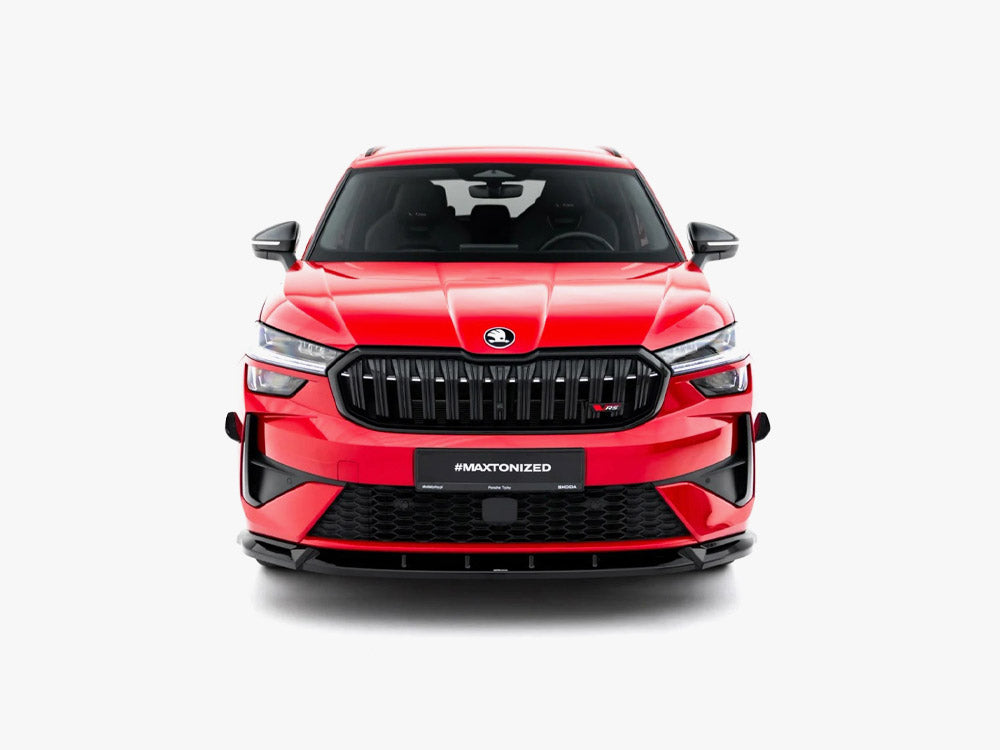 Maxton Design front splitter for Skoda Kodiaq RS Mk2, body styling accessory, made by MAXTON® DESIGN, shown installed on vehicle.