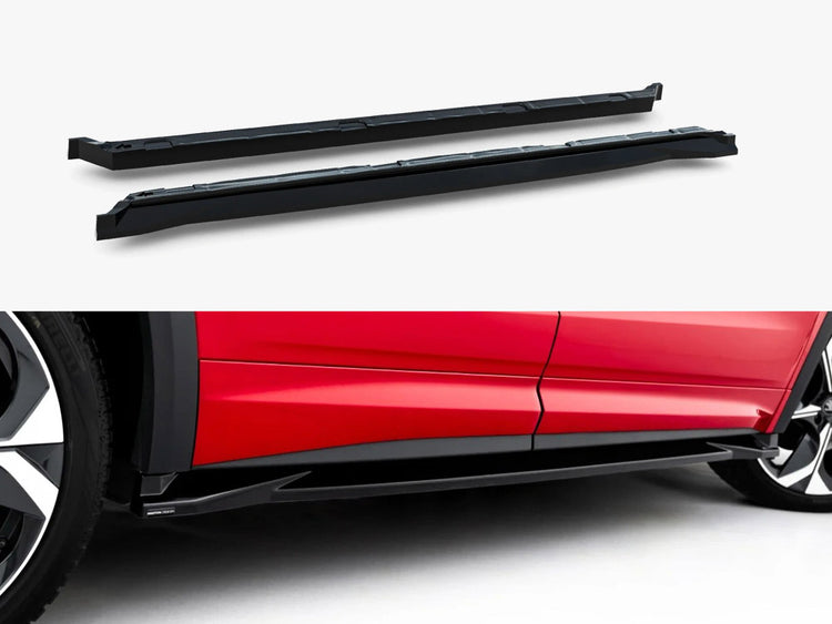 Maxton Design Skoda Kodiaq RS Mk2 side skirt diffusers in black, showcasing sporty body styling enhancements.