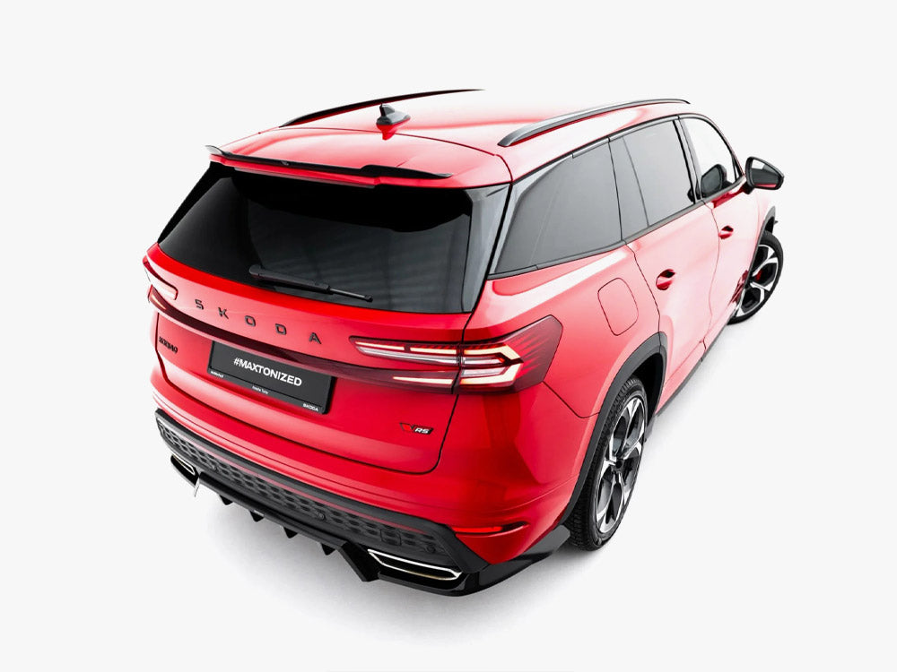Maxton Design Skoda Kodiaq RS Mk2 spoiler CAP for body styling, shown on a vehicle with a sleek, aerodynamic design.
