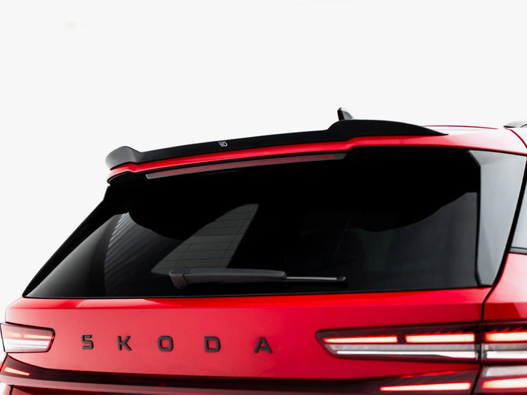 Maxton Design Skoda Kodiaq RS Mk2 spoiler in black, body and styling accessory, mounted on the vehicle's rear wing.