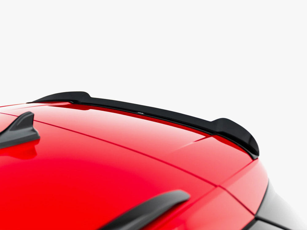 Maxton Design Skoda Kodiaq RS Mk2 spoiler CAP for body styling, in black with aerodynamic fins, mounted on vehicle.