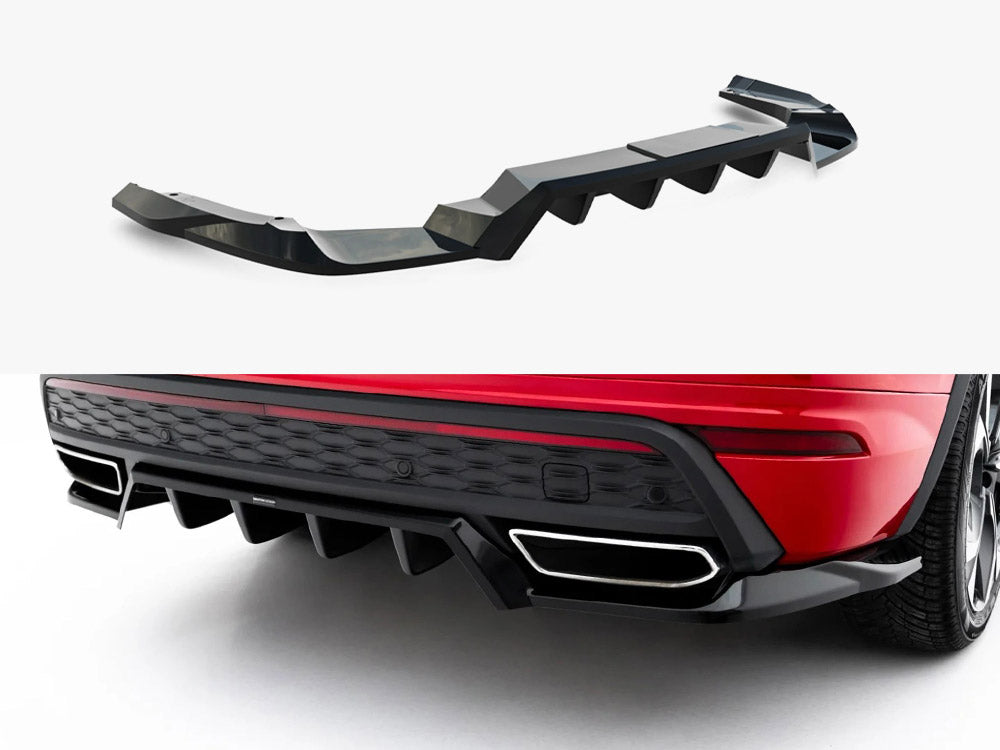 Maxton Design Skoda Kodiaq RS Mk2 rear splitter with vertical bars, body and styling accessory, black finish for enhanced sporty look.
