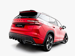 Maxton Design Skoda Kodiaq RS Mk2 rear splitter with vertical bars, made for enhanced body styling and aerodynamic look.