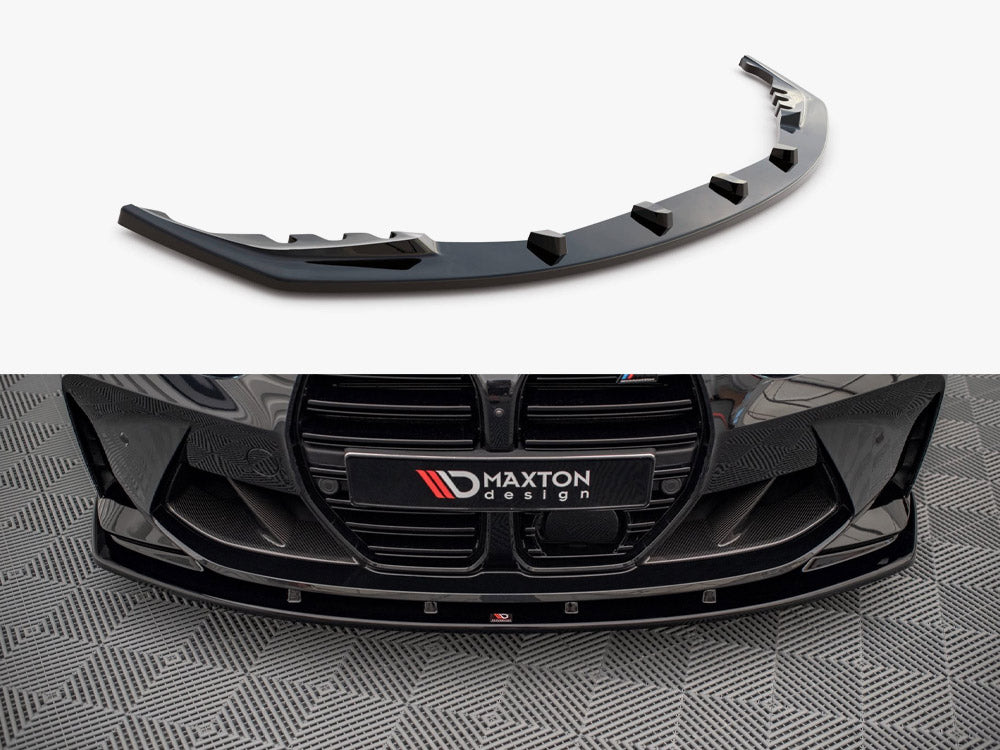 Maxton Design BMW M4 G82 front splitter V.1 in black, made of durable body and styling material for enhanced aerodynamics.