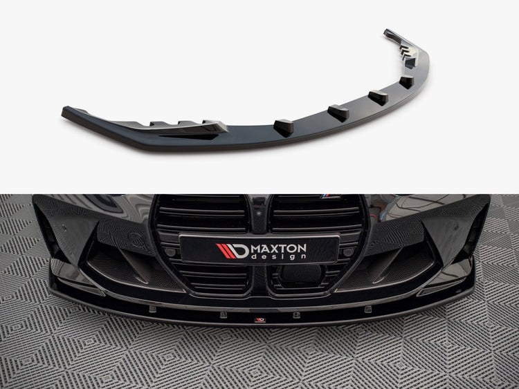 Maxton Design BMW M4 G82 front splitter V.1 in black, made of durable body and styling material for enhanced aerodynamics.