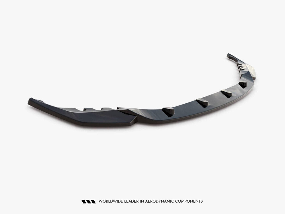 Maxton Design front splitter V.2 for BMW M4 G82 and G82 Facelift, body styling part, shown on car front with detailed aerodynamic design.