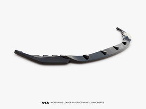 Maxton Design front splitter V.2 for BMW M4 G82 and G82 Facelift, body styling part, shown on car front with detailed aerodynamic design.