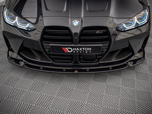 Maxton Design BMW M4 G82 front splitter V.3 in black, designed for G82 facelift models, enhances sporty front styling.