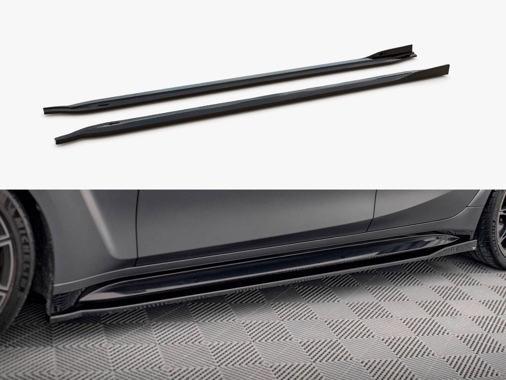 Maxton Design BMW M3 G80 full body kit with sporty front bumper, side skirts, and rear diffuser visible on a sedan.