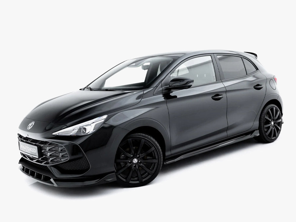 Maxton Design MG 3 Mk1 side skirt diffusers for body and styling, shown on car with close-up view of aerodynamic design