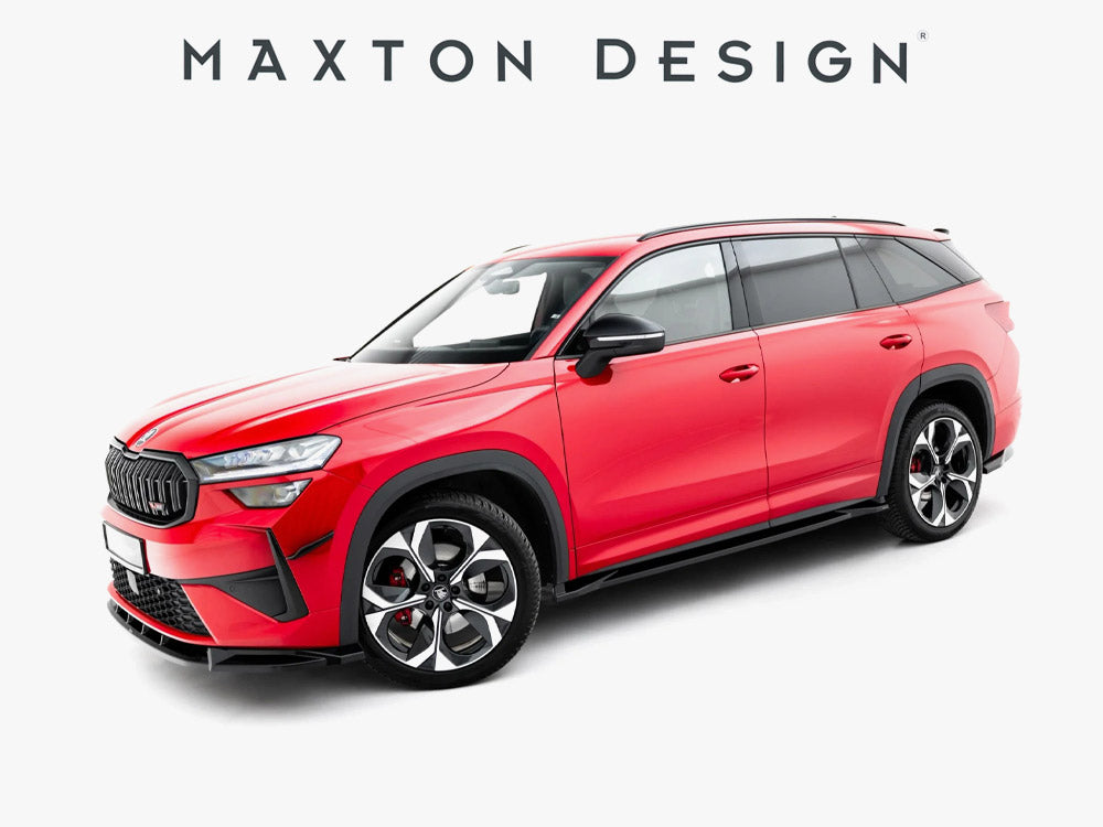 Maxton Design Skoda Kodiaq RS Mk2 full body kit including front and rear bumpers and side skirts, in black.