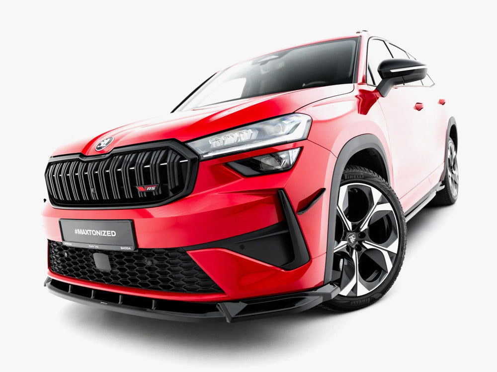 Maxton Design full body kit for Skoda Kodiaq RS Mk2, featuring front bumper, side skirts, and rear diffuser in black finish.