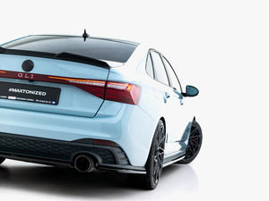 Maxton Design rear side splitters for Volkswagen Jetta GLI Mk7 Facelift, black body styling accessories, installed on car.