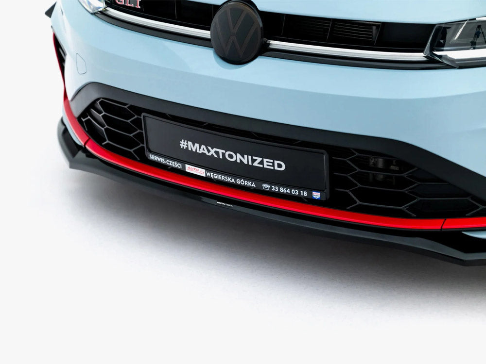 Maxton Design Front Splitter V.2 for Volkswagen Jetta GLI Mk7 Facelift, body and styling accessory, black aerodynamic car part