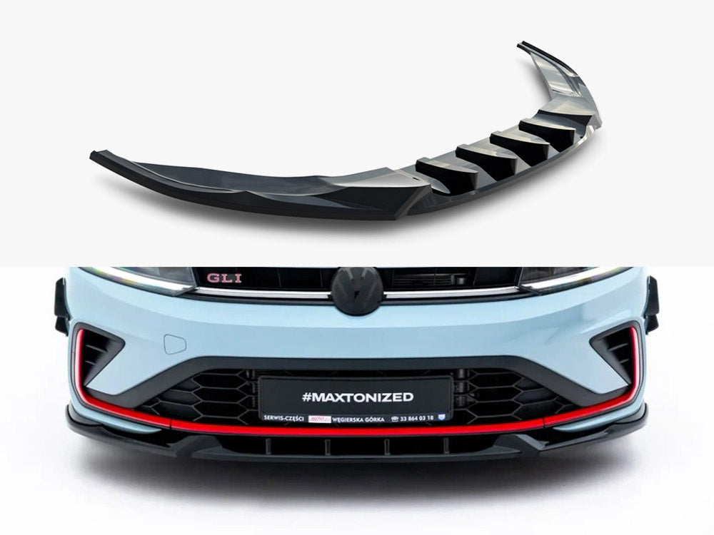 Maxton Design front splitter V.1 for Volkswagen Jetta GLI Mk7 Facelift, body and styling accessory, shown installed on vehicle.