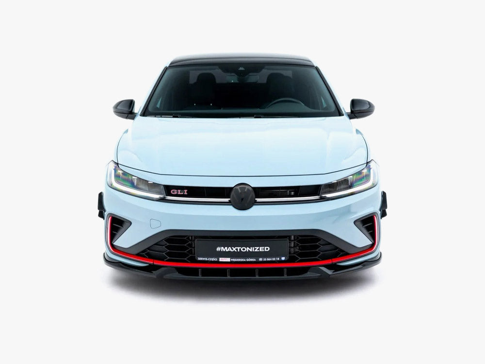 Maxton Design front splitter V.1 for Volkswagen Jetta GLI Mk7 Facelift, body styling accessory, black aerodynamic car part